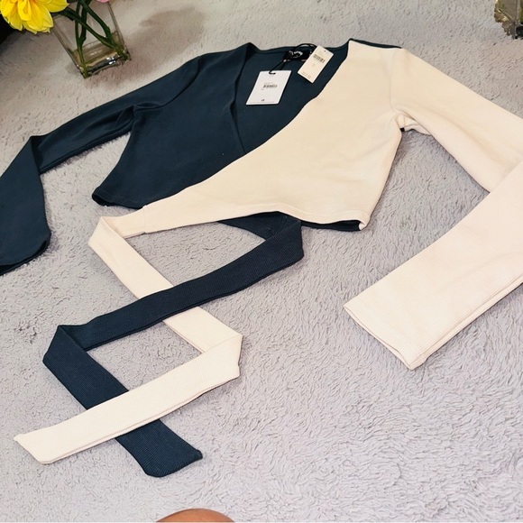 Anthropologie the Luna Kyra wrap top denim color - Picture 9 of 17